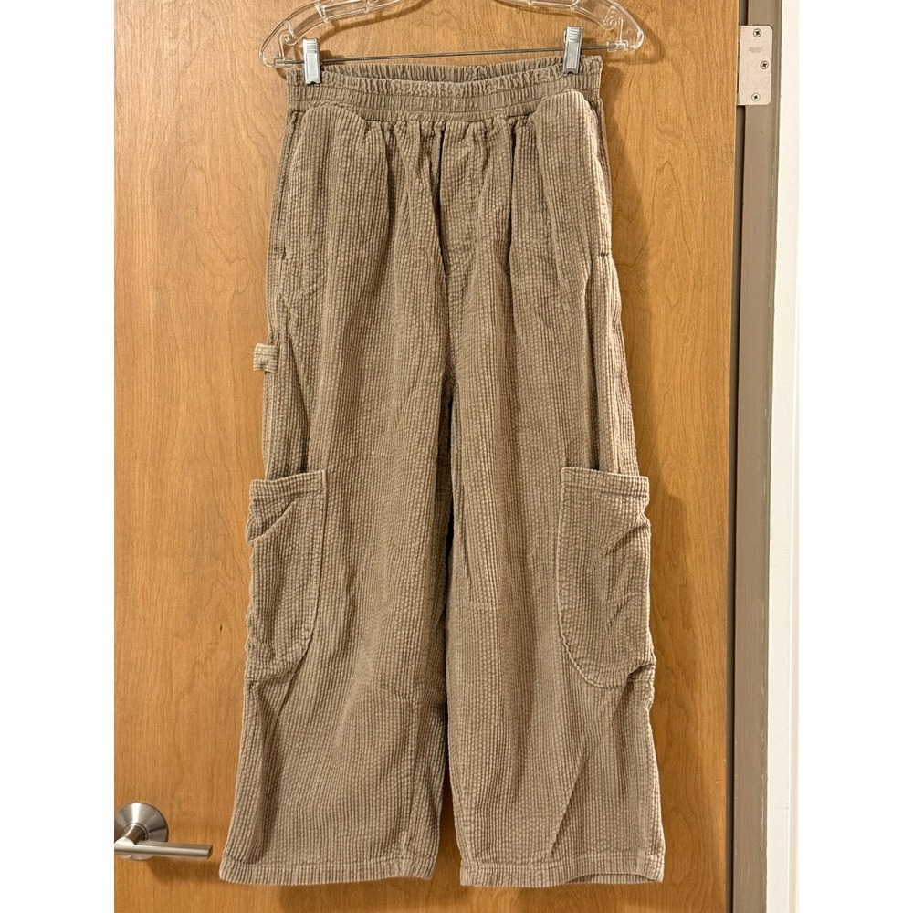 Grade & Gather Drawstring Cargo Pants Taupe Waffle Corduroy Women's Small